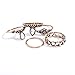 SUNSCSC Vintage Retro Silver Plated Elephant Moon Crystal Joint Knuckle Nail Ring Set of 10pcs (Gold)