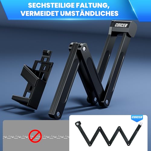 Bicycle Lock Folding Lock 85 cm with 3 Keys, E Scooter Lock Folding Lock Bicycle and Motorcycle, Bicycle Lock High Security with Holder, E Scooter Lock for Scooter, Bicycle Lock, Black