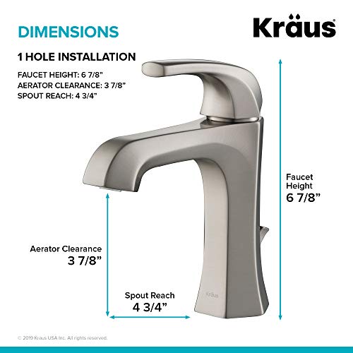 KRAUS Esta Single Handle Basin Bathroom Faucet with Lift Rod Drain in Spot Free Stainless Steel, KBF-1211SFS - Thumbnail 7