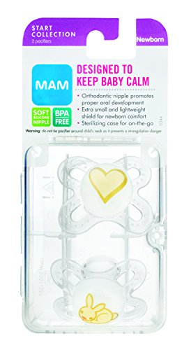 MAM Newborn Start Orthodontic Pacifier, Unisex, 0+ Months, 2-Count