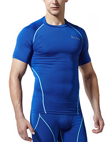 CLSL TM-R13-BLSZ_Medium j-L Tesla Men's Cool Dry Compression Baselayer Short Sleeve T Shirts R13