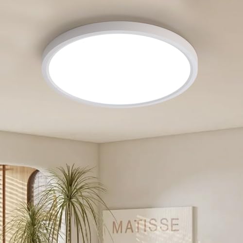 Jdong Deckenlampe Led Deckenleuchte Ø30Cm Rund 24W Deckenleuchten Flach 4000K Neutralweiß Badlampe Decke Küchenlampen Ultra Dünn 2.5Cm Ideal Für Wohnzimmer Balkon Keller Schlafzimmer Flur