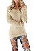 Demetory Women's Long Sleeve Fluffy Crew Neck Pullover Irregular Sweater