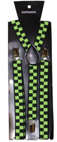 Black & Green Checks - Funky Trendy Unisex Suspender Braces