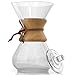 Pour Over Coffee Maker Hand Blown Glass - Classic 6 Cup Hand Drip Brewer - Strong Borosilicate Carafe, Easy Clean and Better Tasting Coffee