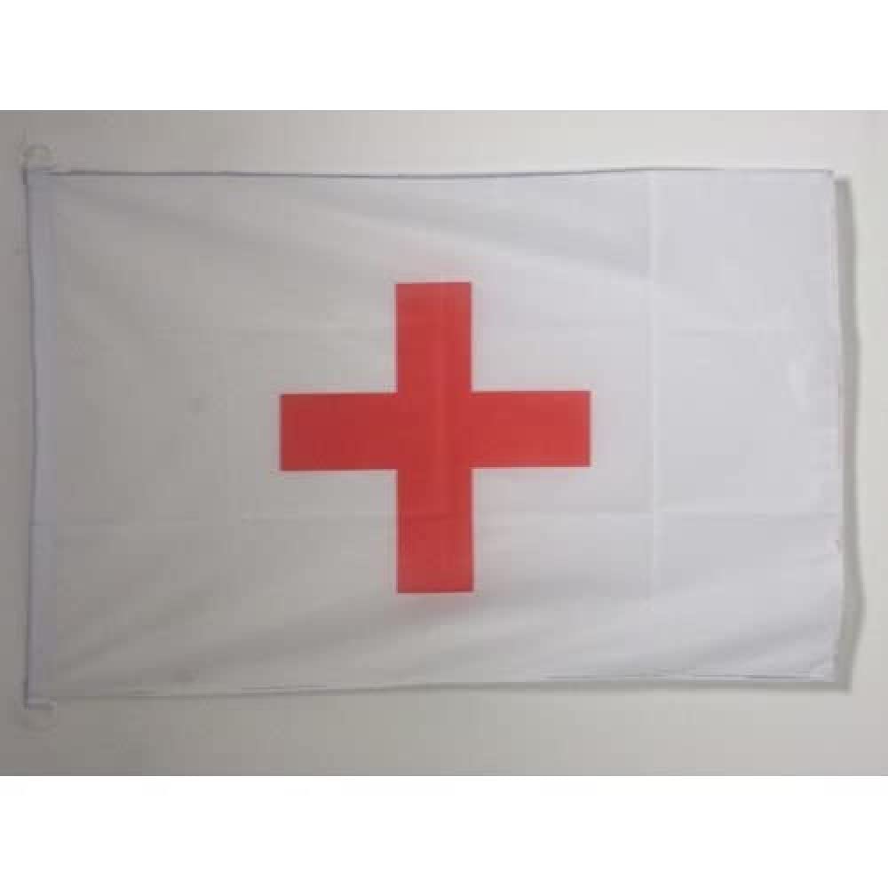 Drapeau Croix Anneaux Usage Exterieur, 90cm x 60cm, Rouge