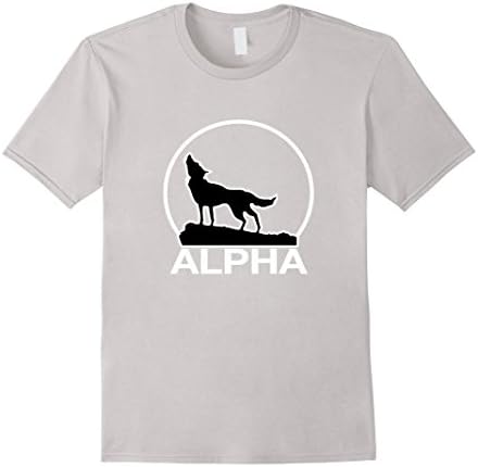 Mens wolf moon shirt: Wolf Howling at moon shirt Alpha wolf. 3XL Silver