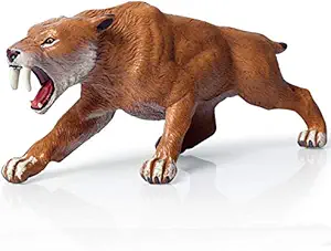Rich Boxer Smilodon Figurine Realistic Plastic Smilodon Saber-Toothed Cat Figurine for Collection Science Educational Prop