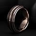 TUSEN JEWELRY Mens Wedding Band 8mm Espresso Brown Brushed Thin Rose Gold Groove Step Edge Tungsten Ring