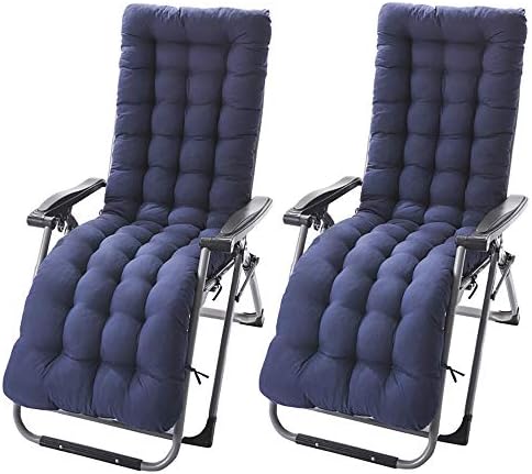 ZhongYe 2Pcs Sun Lounger Cushion Pads Replacement with Non-Slip Top Cover Garden Patio Thick Chair Recliner Relaxer Pad (Blue)