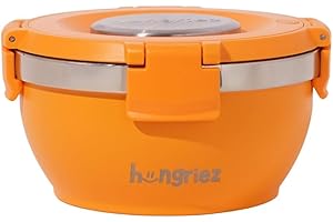 Wide Mouth Thermal Bowl - 6" Opening Insulated Stainless Steel Food Container, Leakproof, 16oz (Tiger Orange)