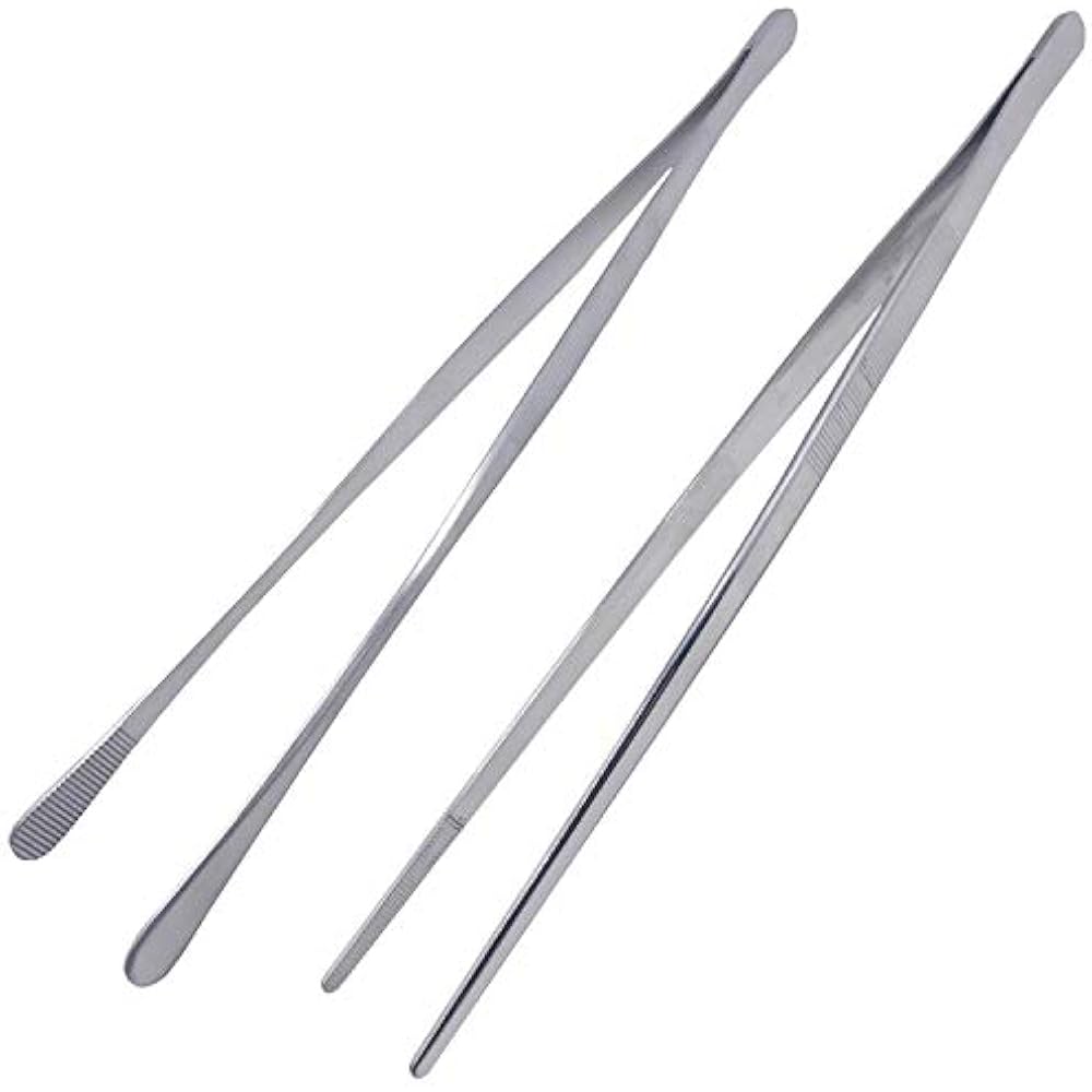 2 Pcs 12Inch Fine Tweezer Tongs, ExtraLong Stainless Steel Tweezers