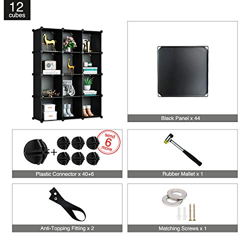 GREENSTELL 12 Cubes Storage Organizer,DIY Plastic Stackable Shelves