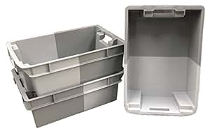 Pack de 10 cajas de almacenamiento de plástico de 32 litros, color gris