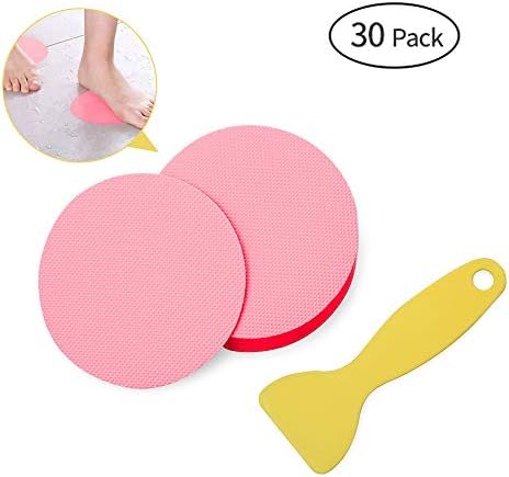 30 Pcs Non-Slip Treads,4x4 Inch,Adhesive Decals,Anti-Slip Stickers,Ideal Appliques Tape For Baby,Senior,Adult.Suit for Bath Tub,Stairs,Shower Room & Other Slippery Surfaces (Pink)