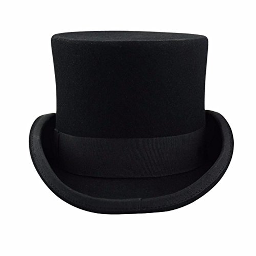 Premium Wool Victorian Steampunk Mad Hatter Top Hat for Costumes