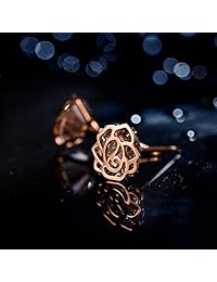 Rose Flower Stud Earrings 18K Gold Plated Cubic Zirconia Earrings Sterling Silver Post Studs Hypoallergenic Stud Earrings for Women,Girl