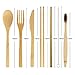 2 Set Bamboo Utensils Set, YIMICOO Travel Reusable Cutlery Set, Outdoor Portable Eco-Friendly silverware with Case -Bamboo Knife, Fork, Spoon, Straw, Straw Brush, Chopsticks and Bamboo Toothbrush