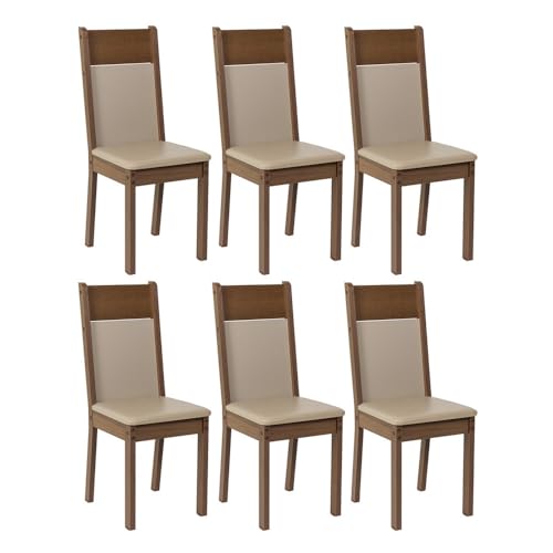 Madesa Kit con 6 Sillas de Comedor 4280 - Marrón/Crema/Beige