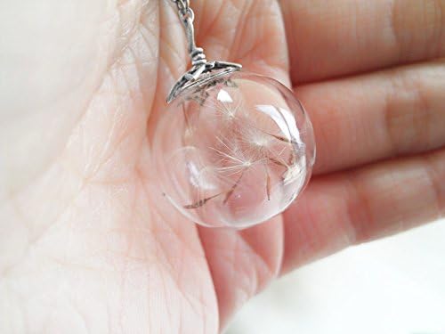 Eworld Real Dandelion Seed Pendant Necklace Glass Ball Necklace Kids Bridesmaids Gift