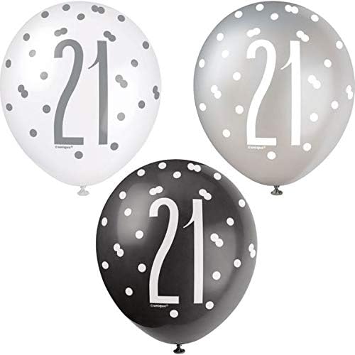 Stunning Birthday Black Glitz Number 21 Latex Balloons (30cm) - Perfect for Memorable Milestone Party Decor - 6ct - Image 4