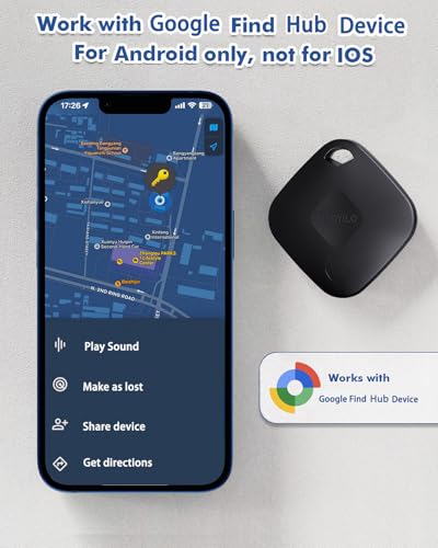 Yipoyilo Air Tracker Tag Work with Google Find Hub for Android only, not for IOS IPhone, Item Tracker Bluetooth Tracker with Privacy Protection for Key Bag, Suitcase and More 4 Pack Black