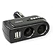 Usstre 2 USB Charger Supply+2 Socket Car Cigarette Lighter Extender Splitter Suitable for Cellphone(iPhone3G 3S,4G,4S,5G...), GPS, Ipod and PDA etc.