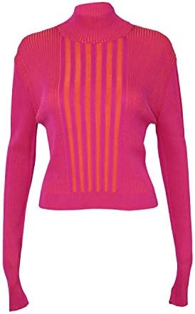 Ohne Titel Plaited Rib Turtleneck (Large, Magenta/Orange)