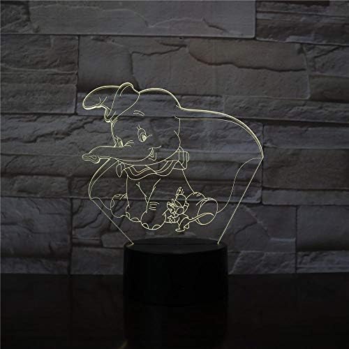 CYJQT 3D Night Light for Kids Dumbo Cute Baby Small Color Change Interior Decoration Children Girl Boy Child Gift Elephant Led Small