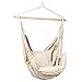 E EVERKING Hanging Rope Hammock Chair Swing Seat with Two Seat Cushions and Carrying Bag, Cotton Weave Porch Swing Chair for Indoor, Outdoor, Garden, Patio, Porch, Yard, Max 265 Lbs