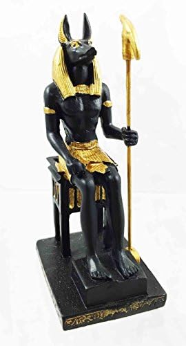 Egyptian Anubis On Throne Mummification Deity Dollhouse Miniature Figurine 3"H