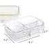 Glass Meal Prep Container, with 3 compartments(2 Pack). Locking, Airtight, Leak Proof, BPA Free Lid. Perfect for Packed Lunch. Portion Control for Diets. Microwave, Oven, Freezer, Dishwasher Safe.