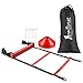 Abco Tech Speed Agility Ladder with 12 Adjustable Flat Rungs, 15ft Long – Perfect Training Equipment for Soccer, Football & Other Sports – with Bonus 10 Sports Disc Cones, Carrying Bag & 4 Metal Pegs