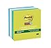 Post-it Super Sticky Recycled Notes, 3x3 in, 5 Pads, 2X The Sticking Power, Oasis Collection, 30% Recycled Paper (654-5SST)