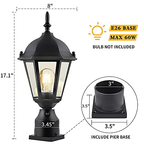 Eliphil Dusk to Dawn Outdoor Post Light, Pole Lantern Lighting with