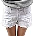 Chouyatou Women's Perfectly Fit 5-Pockets Ripped Denim Jean Shorts (X-Large, White)