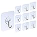 Ecjiuyi 10 Packs Reusable Adhesive Hooks,Transparent Heavy Duty Wall Hooks with No Scratch, Waterproof and Oilproof for Bathroom, Bedroom, Kitchen, Refrigerator Door, Wall and Ceiling