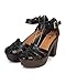 Qupid Women Leatherette Round Toe Platform Chunky Heel Fisherman Sandal DJ31 - Black Leatherette