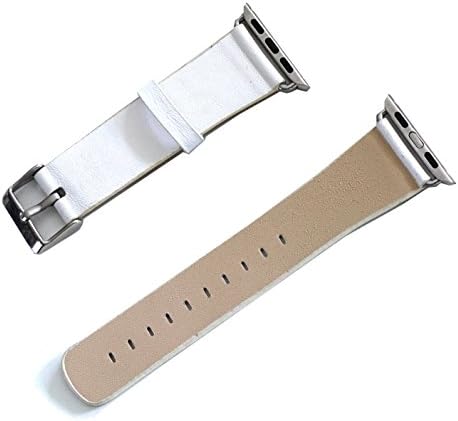 Apple Watch Band, Iwatch Strap Leather Replacement Watchband with Secure Metal Clasp for Apple Watch (White 38mm)