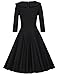 MUXXN Women's Round Neck Pleated Slim Hosewife Wiggle Dress (Black S)