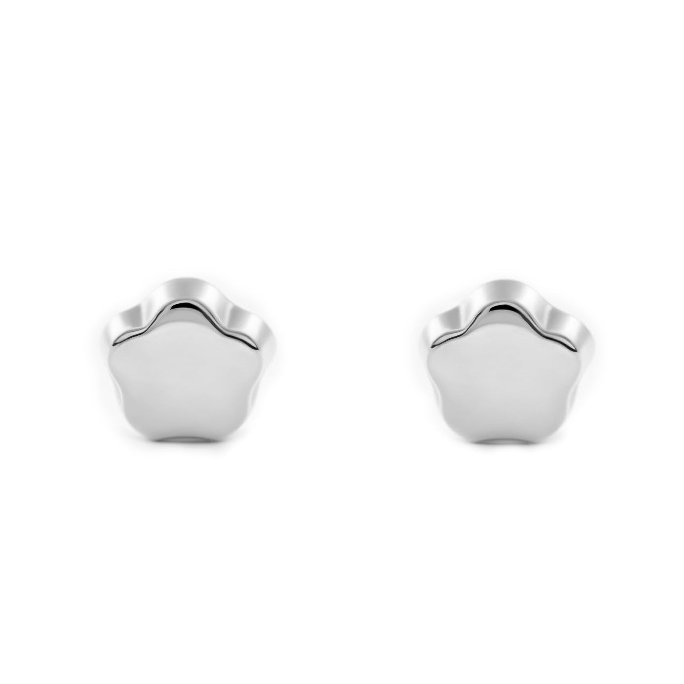 9ct White Gold flower 3 mm baby-newborn Earrings