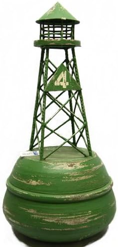18.5"h Wood and Iron Green Navigational Buoy Decor