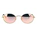 SA106 Mens 90s Gangster Rapper Mirror Lens Oval Retro Metal Rim Sunglasses Gold Pink