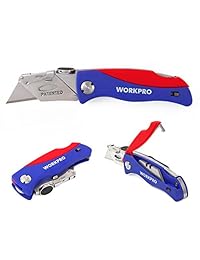 WORKPRO Cuchillo multiuso plegable con mecanismo de cambio rápido, mango ABS, incluye 5 cuchillas adicionales