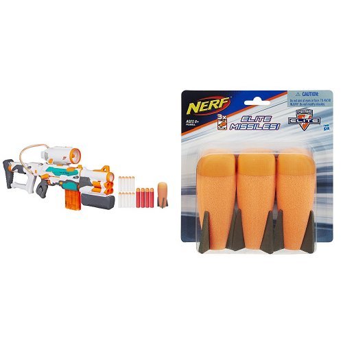 Nerf Modulus Tri-Strike and Nerf N-Strike Elite Mega Missile Refill Pack Bundle