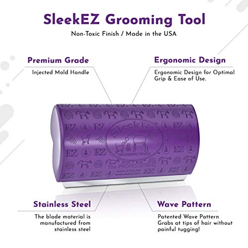 SleekEZ Original Deshedding Grooming Tool for Dogs, Cats & Horses Undercoat Brush for Short
