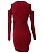 JayJay Women Off Shoulder Zipper Neck Long Sleeve Bodycon Club Party Dress