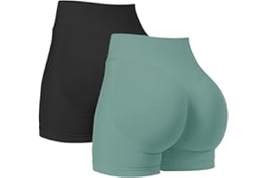 JN JANPRINT 2 Pack Womens Workout Gym Biker Running Shorts Hidden Scrunch Bum Butt Lifting High Waisted 4.5" Seamless Short