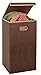 Fold Away Clothes Laundry Hamper with Lid - Appealing Coffee Color, 2-4 Load Capacity, Moisture-Resistant Liner, 2 Inset Handles for Easy Carrying and Attached lid with Magnetic Flap.