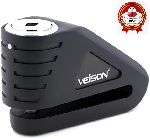 Acekit Veison Heavy Duty Strengthen Rib Bicycle And Motorcycle Brake Disc Lock 6mm Harden Lock Pin With Remind Cable-Black